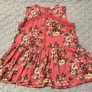 Floral Sleeveless Blouse - Pink